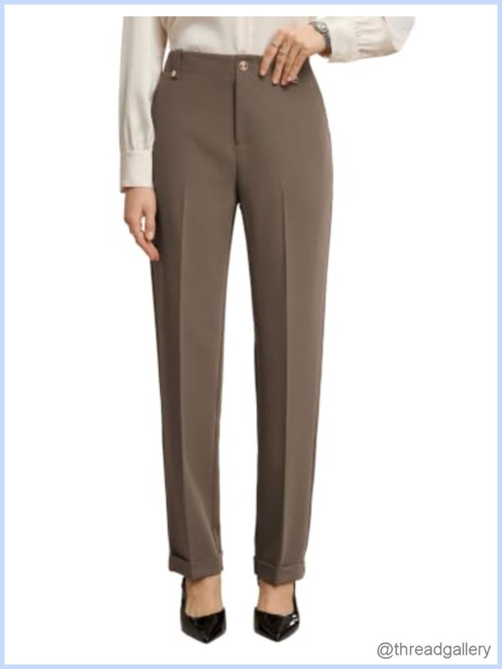 High Rise Ankle Dress Pants Business Casual Tapered Slacks Office Wear